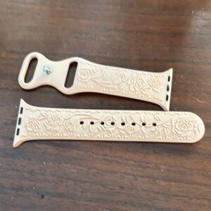 Floral Embossed Apple Watch Band in Beige
